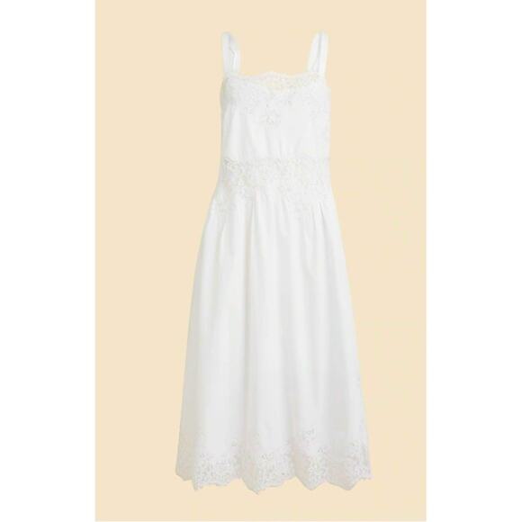 NWT J. Crew Philomena Dress Cotton Poplin Lace Dress Bridal Shower White M *Flaw - Picture 3 of 13